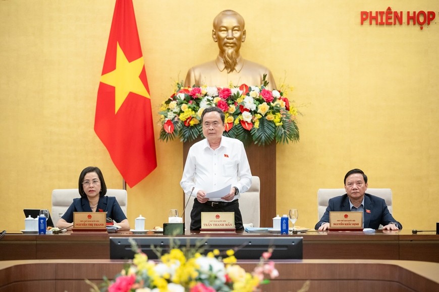 Chủ tịch Quốc hội Trần Thanh Mẫn phát biểu tại phiên họp. 