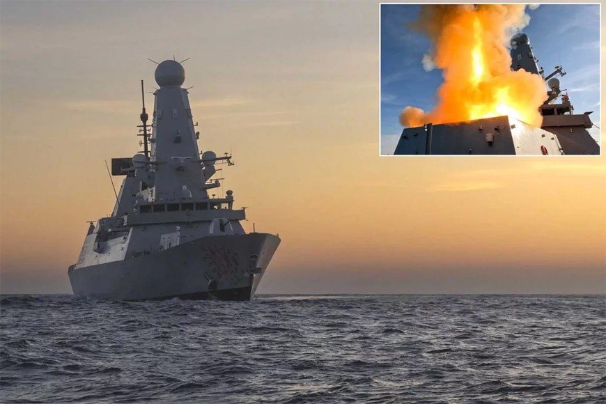 Tên lửa dẫn đường trên tàu khu trục HMS Dragon Type 45 của Hải quân Hoàng gia Anh lần đầu tiên tiêu diệt tên lửa siêu thanh. Ảnh: Hải quân Hoàng gia Anh