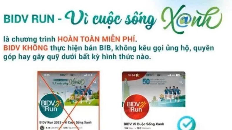 Ngân hàng BIDV cũng phát đi cảnh báo về việc xuất hiện nhiều fanpage, trang web giả mạo nhằm lừa đảo dưới hình thức chương trình thiện nguyện hoặc bán BIB. (Ảnh: chụp màn hình)