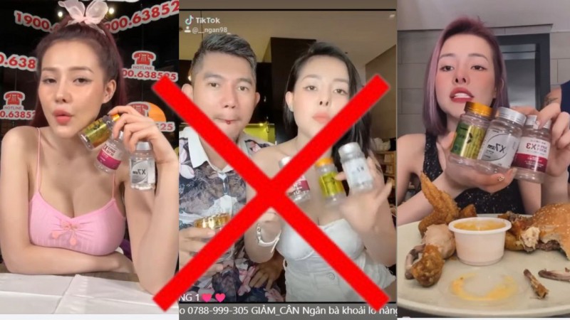 DJ Ngân 98 và Lương Bằng Quang quảng cáo sản phẩm giảm cân. Ảnh cắt từ clip.