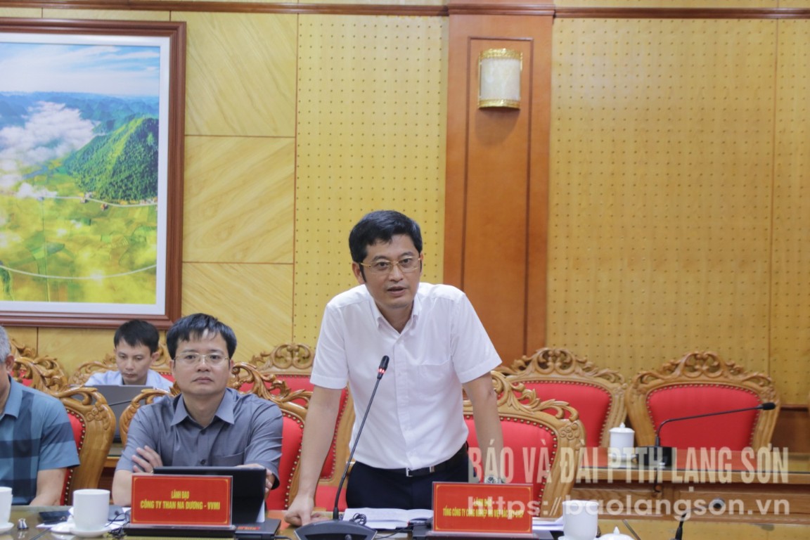 Đại diện Tổng Công ty Công nghiệp mỏ Việt Bắc TKV-CTCP phát biểu tại buổi làm việc