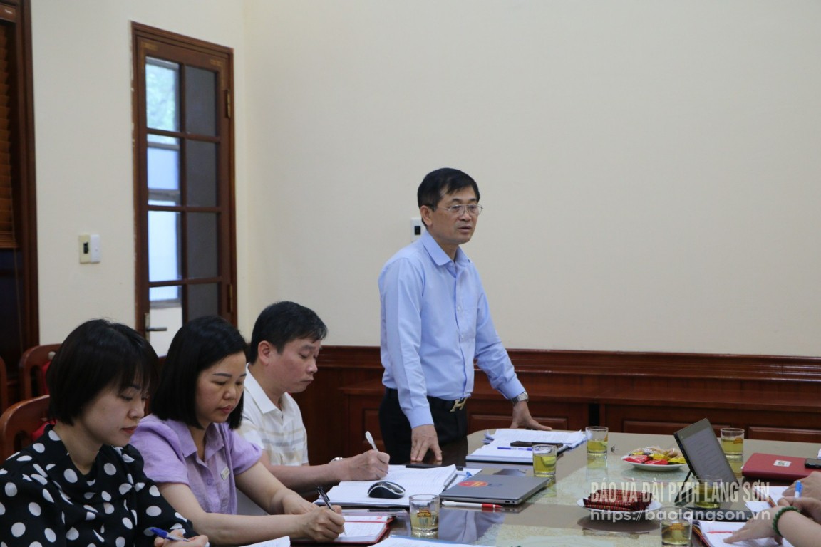 Đồng chí Vi Minh Tú, Phó Bí thư chuyên trách Đảng ủy CCQ Đảng tỉnh phát biểu tại buổi làm việc