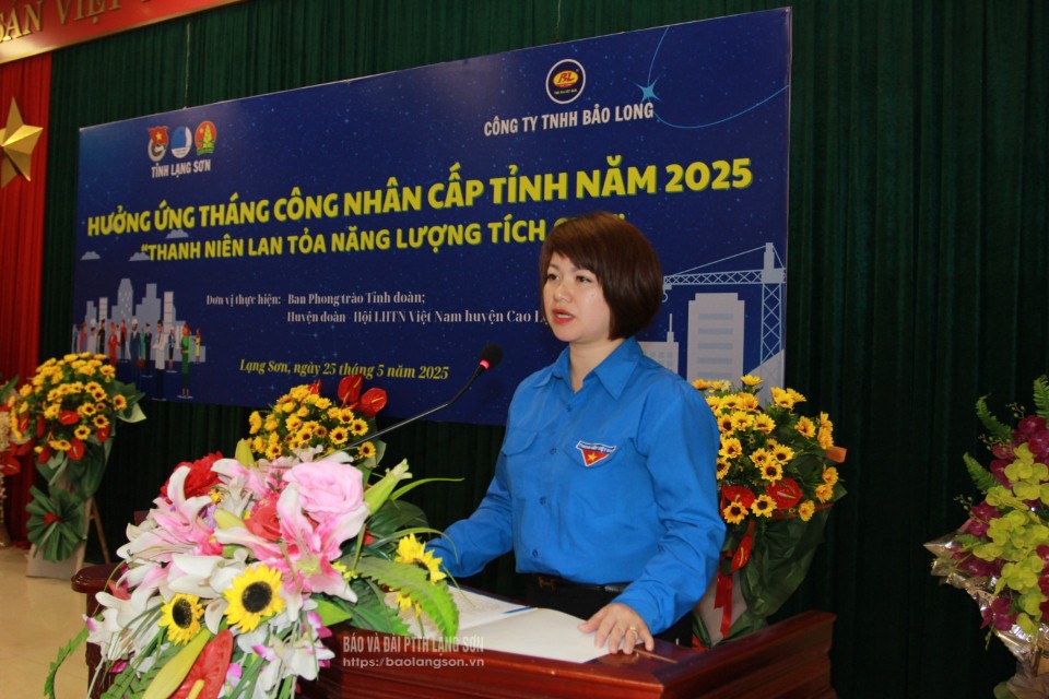 Đồng chí Lê Thùy Dung, Phó Bí thư Tỉnh đoàn phát biểu tại chương trình