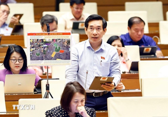 Đại biểu Quốc hội Bình Định Nguyễn Văn Cảnh phát biểu. (Ảnh: Doãn Tấn/TTXVN)