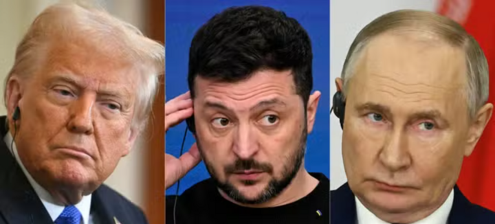 Tổng thống Trump đang đưa ra những lập trường trái ngược đối với 2 người đồng cấp Ukraine và Nga. (Ảnh: Le Monde)