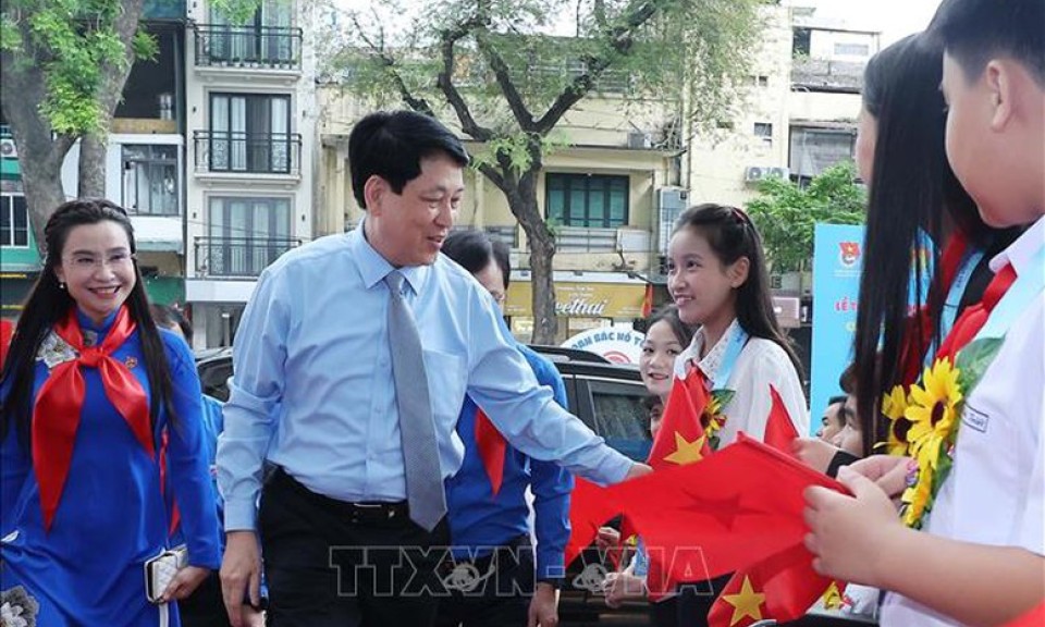 Chủ tịch nước Lương Cường dự Lễ tuyên dương Cháu ngoan Bác Hồ toàn quốc lần thứ X-năm 2025