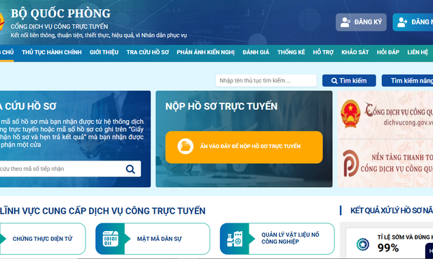 Bộ Quốc phòng công bố 52 thủ tục hành chính thực hiện trên môi trường điện tử