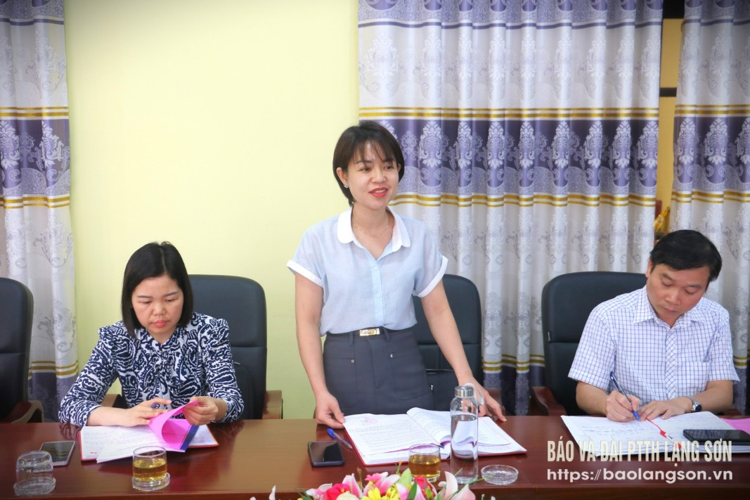 Thành viên đoàn công tác Đảng ủy CCQ Đảng tỉnh phát biểu tại buổi làm việc