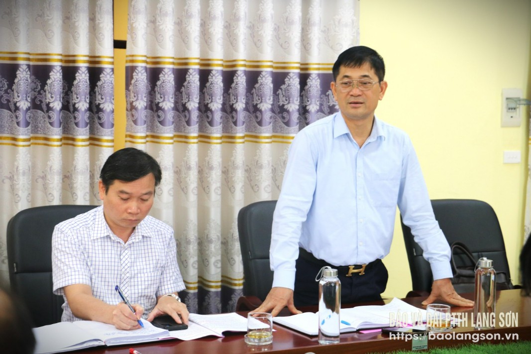 Đồng chí Vi Minh Tú, Phó Bí thư chuyên trách Đảng ủy CCQ Đảng tỉnh phát biểu tại buổi làm việc