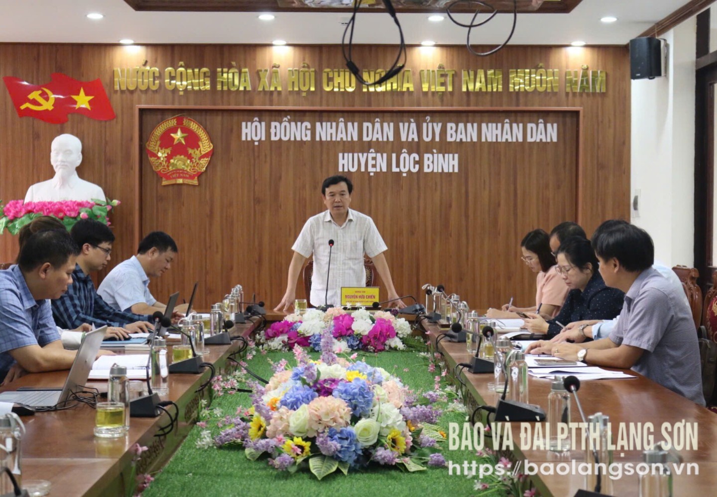 Đồng chí Nguyễn Hữu Chiến, Giám đốc Sở Nông nghiệp và Môi trường, Phó Trưởng Ban Chỉ huy PCTT&TKCN tỉnh phát biểu kết luận buổi kiểm tra