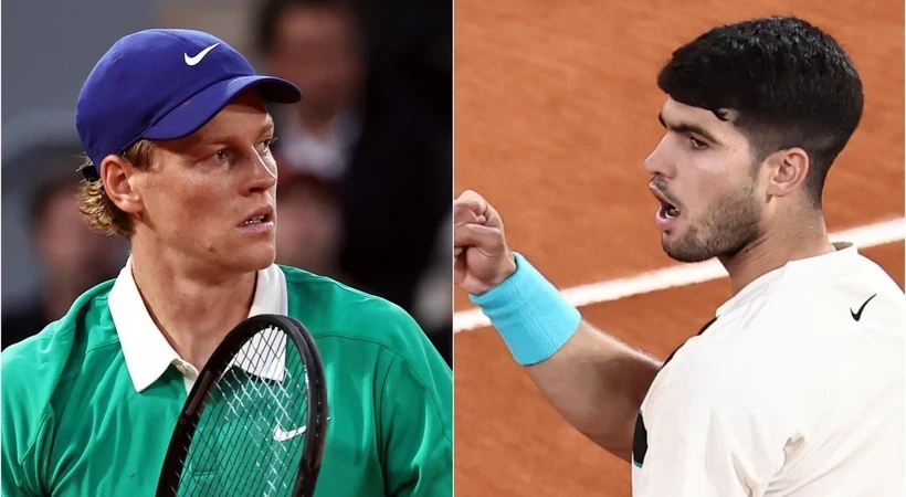 Jannik Sinner đối đầu Carlos Alcaraz ở chung kết Roland Garros 2025.