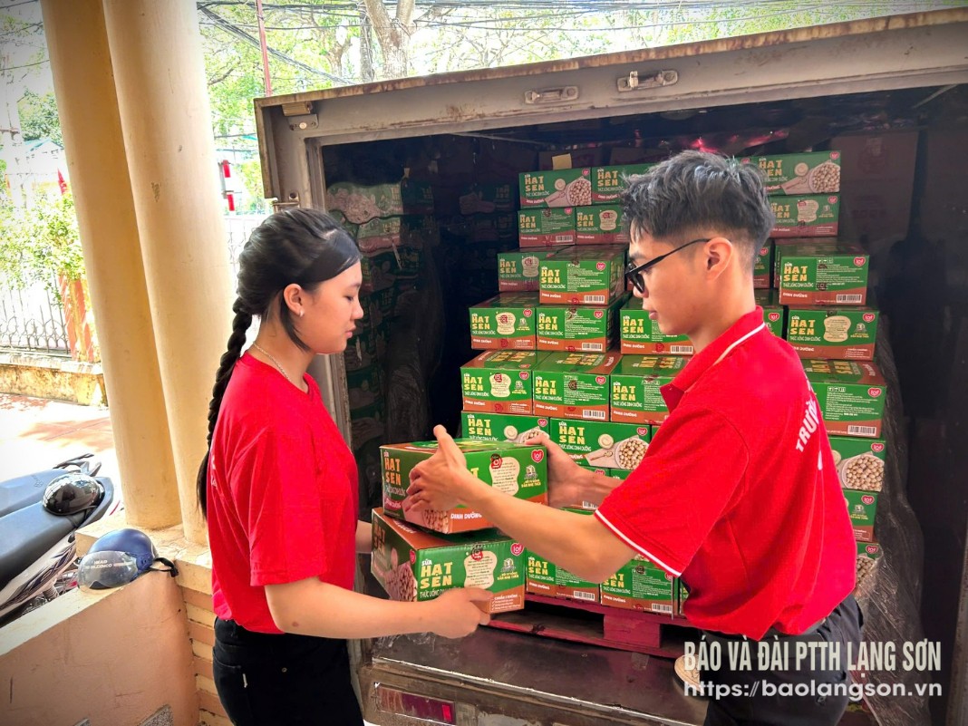 Các tình nguyện viên tham gia hỗ trợ vận chuyển nhu yếu phẩm