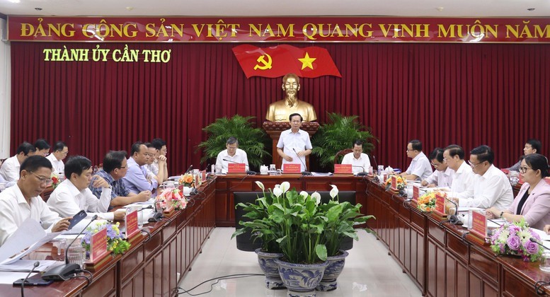 Bí thư Thành ủy Cần Thơ Đỗ Thanh Bình phát biểu tại Hội nghị - Ảnh: VGP/LS