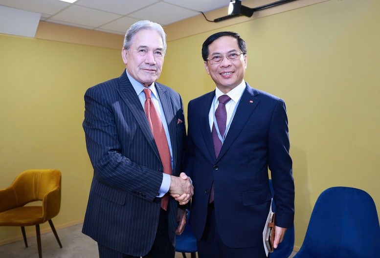 Phó Thủ tướng Chính phủ, Bộ trưởng Bộ Ngoại giao Bùi Thanh Sơn tiếp Bộ trưởng Ngoại giao New Zealand Winston Peters - Ảnh: VGP/Nhật Bắc