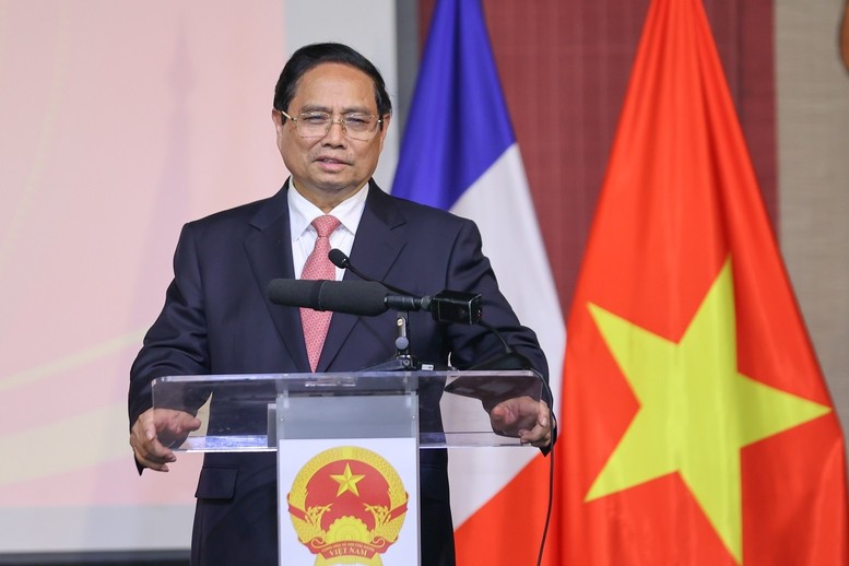 Thủ tướng Phạm Minh Chính: Cộng đồng người Việt Nam tại Pháp có truyền thống vô cùng đáng tự hào - Ảnh: VGP/Nhật Bắc