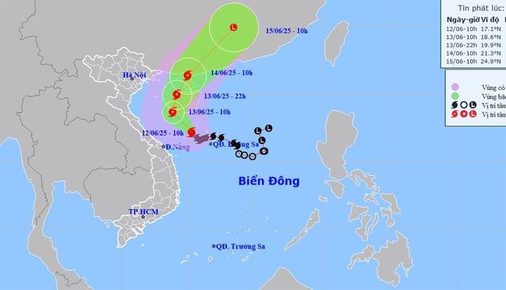 Dự báo mới nhất về đường đi của bão số 1 Wutip và khu vực ảnh hưởng. (Nguồn: NCHMF)
