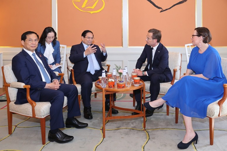 Thủ tướng Chính phủ Phạm Minh Chính gặp hẹp với Thủ tướng Thụy Điển Ulf Kristerson - Ảnh: VGP/Nhật Bắc - Ảnh: VGP/Nhật Bắc