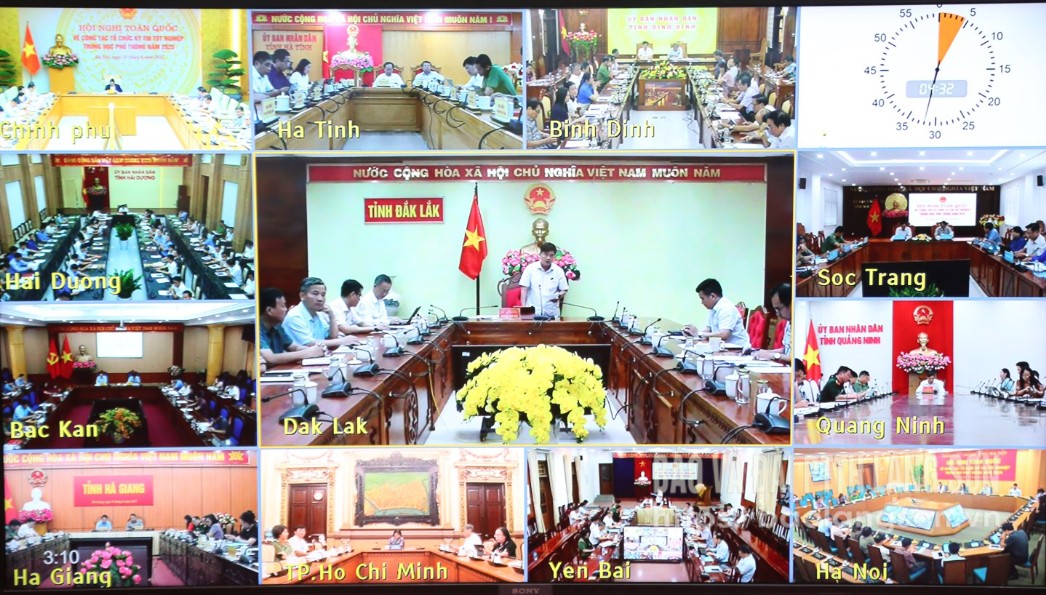 Đại biểu tham dự hội nghị trực tuyến tại điểm cầu các tỉnh, thành phố trên cả nước