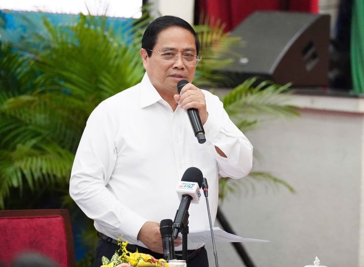 Thủ tướng Phạm Minh Chính phát biểu tại buổi làm việc. (Ảnh: Thuận Văn)