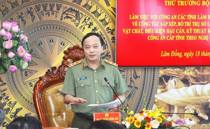 Thứ trưởng Đặng Hồng Đức làm việc với Công an tỉnh Lâm Đồng, Đắk Nông và Bình Thuận.