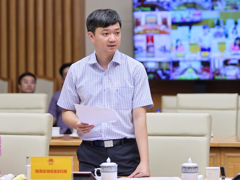 Bí thư Trung ương Đoàn Nguyễn Minh Triết phát biểu tại Hội nghị - Ảnh: VGP/Nhật Bắc