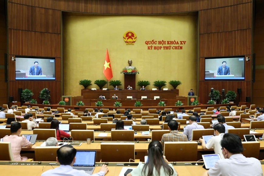 Quang cảnh phiên họp ngày 18-6 tại Kỳ họp thứ chín, Quốc hội khóa XV. Ảnh: TRỌNG HẢI
