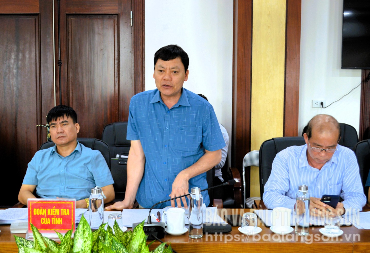 Thành viên đoàn kiểm tra phát biểu ý kiến tại buổi làm việc tại huyện Đình Lập