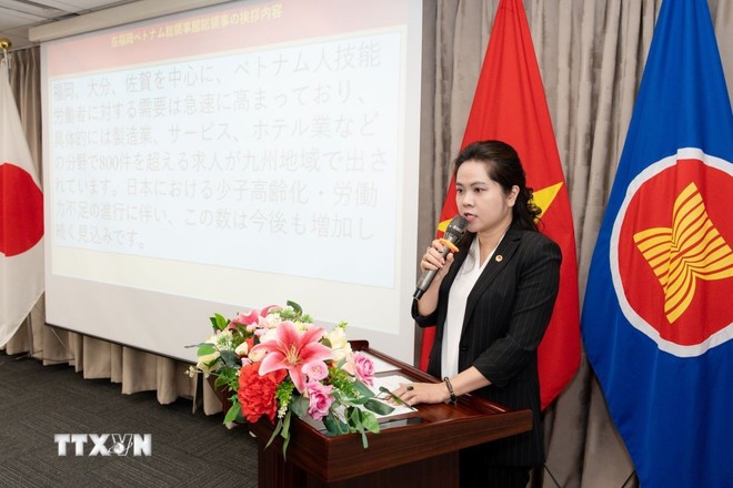 Tổng lãnh sự Vũ Chi Mai phát biểu tại Hội thảo. (Ảnh: Xuân Giao/TTXVN)