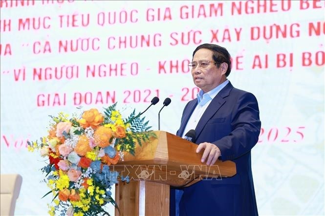 Thủ tướng Phạm Minh Chính phát biểu tại hội nghị. Ảnh: TTXVN