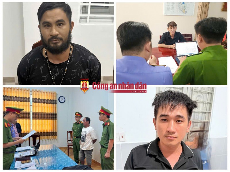 Các đối tượng bị khởi tố về hành vi lừa đảo chiếm đoạt tài sản.