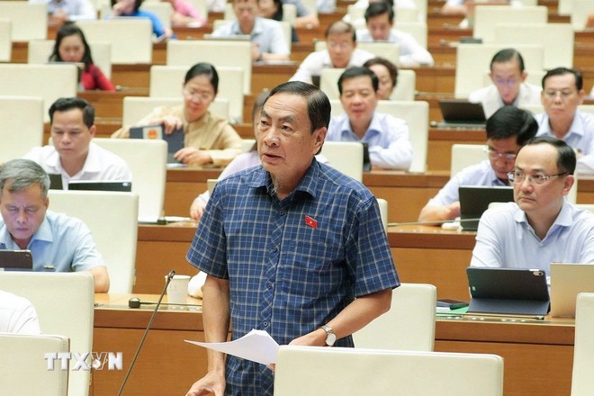 Đại biểu Quốc hội tỉnh Đồng Tháp Phạm Văn Hoà phát biểu. (Ảnh: Doãn Tấn/TTXVN)