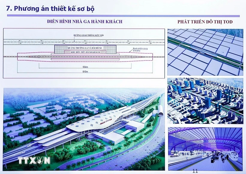Phương án thiết kế sơ bộ Dự án đường sắt tốc độ cao trên trục Bắc - Nam. (Ảnh: Doãn Tấn/TTXVN)