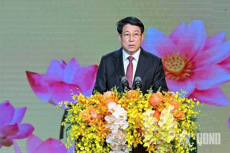 Chủ tịch nước Lương Cường phát biểu tại buổi lễ.