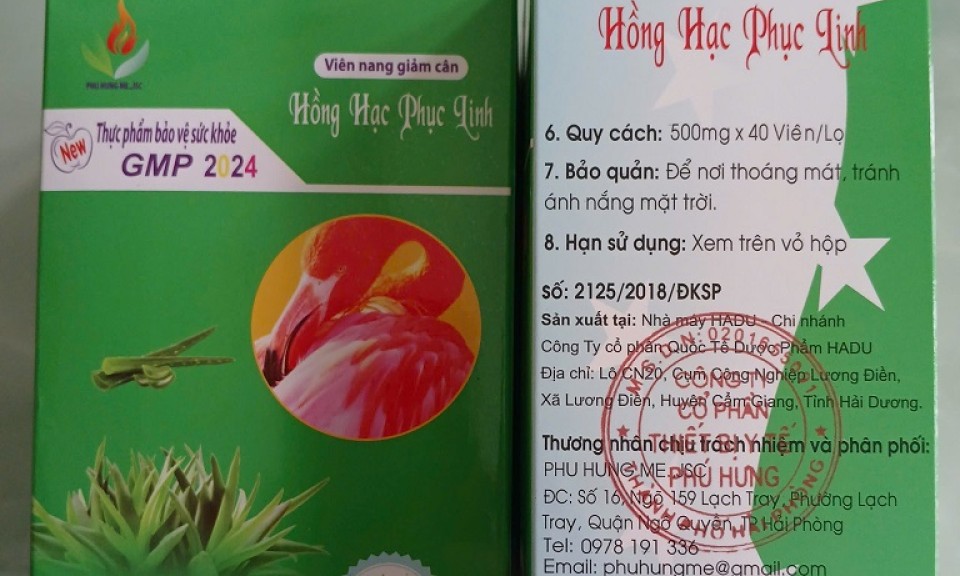 Viên uống giảm cân Hồng Hạc Phục Linh chứa 3 chất cấm nguy hiểm