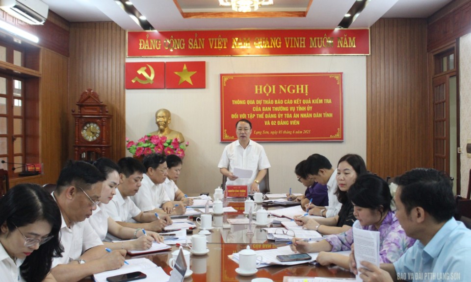 Thông qua dự thảo kết quả kiểm tra đối với Đảng uỷ Toà án nhân dân tỉnh