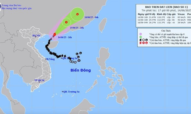 Thời tiết ngày 15/6: Bão số 1 suy yếu thành ATNĐ, Bắc và Trung Bộ nắng 'đổ lửa'
