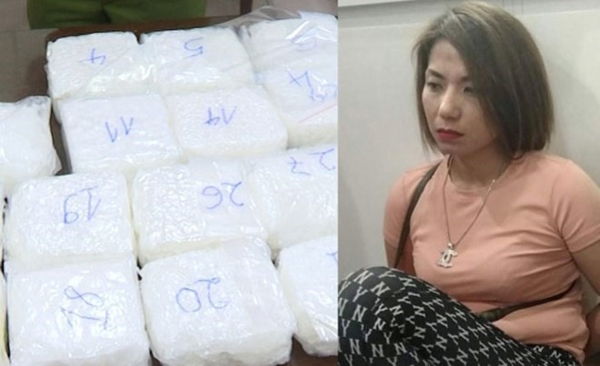 Bị cáo Nguyễn Thị Kim Hương và tang vật.