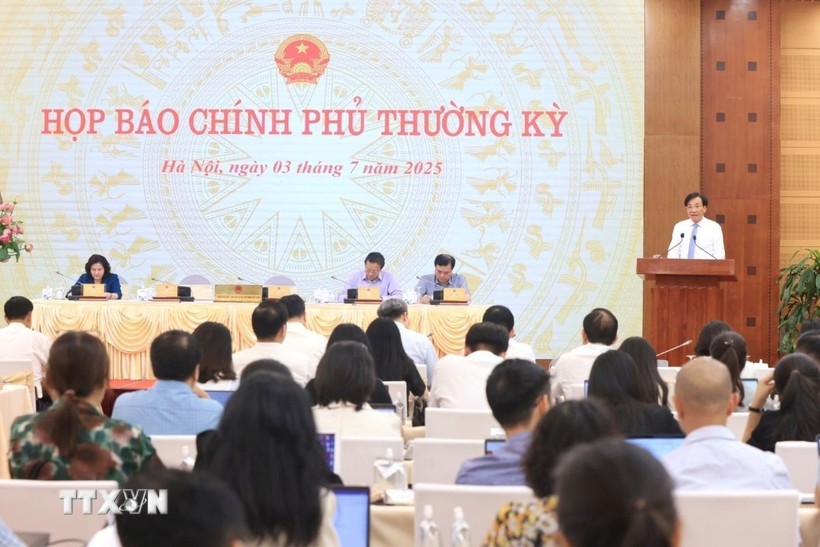 Quang cảnh buổi họp báo. (Ảnh: Tuấn Anh/TTXVN)