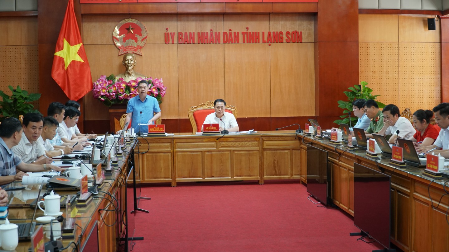 Đồng chí Đoàn Thanh Sơn, Phó Chủ tịch UBND tỉnh phát biểu tại cuộc họp
