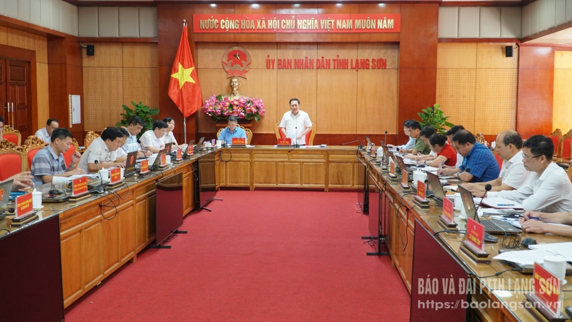 Đồng chí Hồ Tiến Thiệu, Phó Bí thư Tỉnh ủy, Chủ tịch UBND tỉnh phát biểu tại cuộc họp