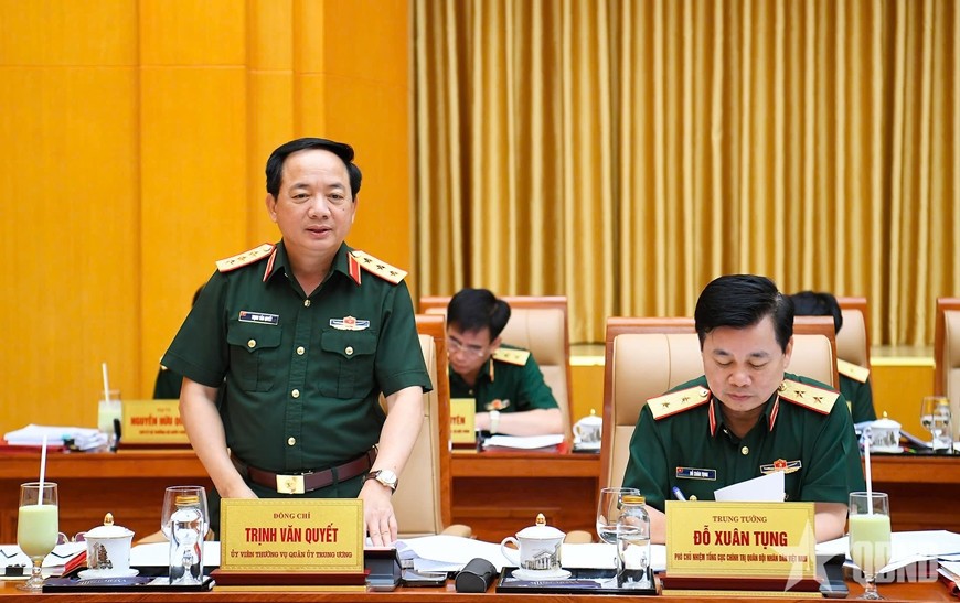 Thượng tướng Trịnh Văn Quyết phát biểu tại hội nghị.