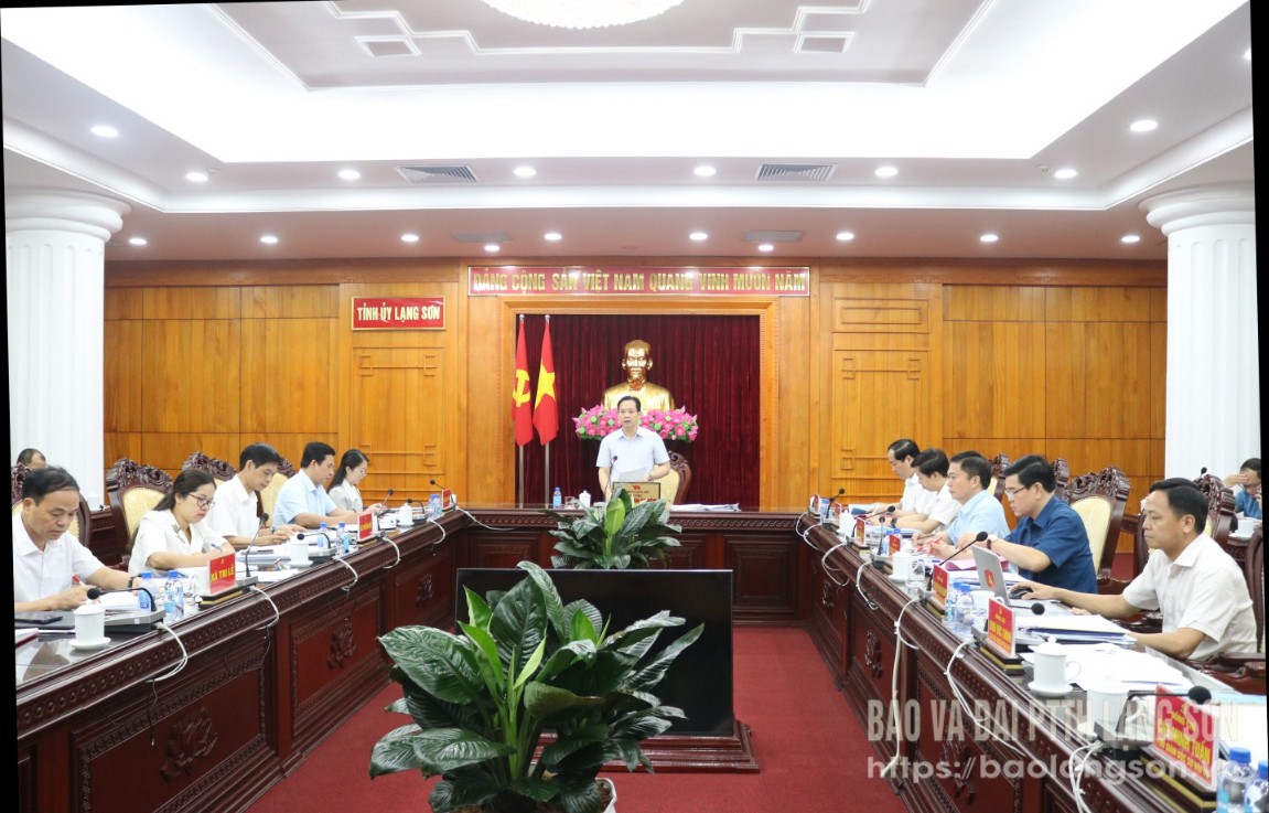 Đồng chí Hoàng Văn Nghiệm, Bí thư Tỉnh ủy, Trưởng Đoàn đại biểu Quốc hội tỉnh, Tổ trưởng Tổ duyệt văn kiện số 1 phát biểu kết luận cuộc họp