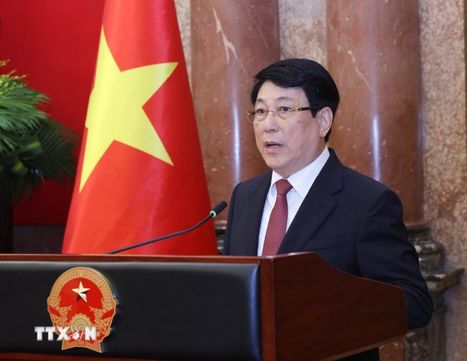 Chủ tịch nước Lương Cường phát biểu chỉ đạo. (Ảnh: Lâm Khánh/TTXVN)