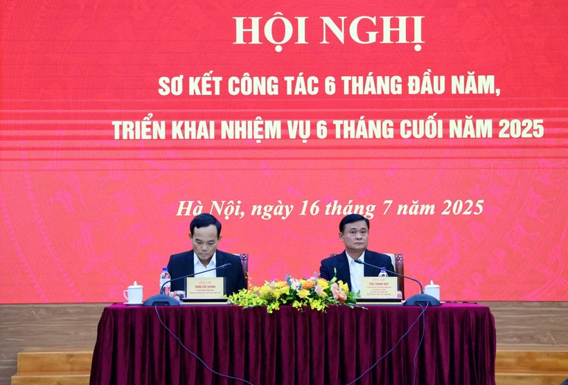 Ban Chính sách, chiến lược Trung ương tổ chức Hội nghị sơ kết công tác 6 tháng đầu năm, triển khai nhiệm vụ công tác 6 tháng cuối năm 2025.(Ảnh: Vietnam+)