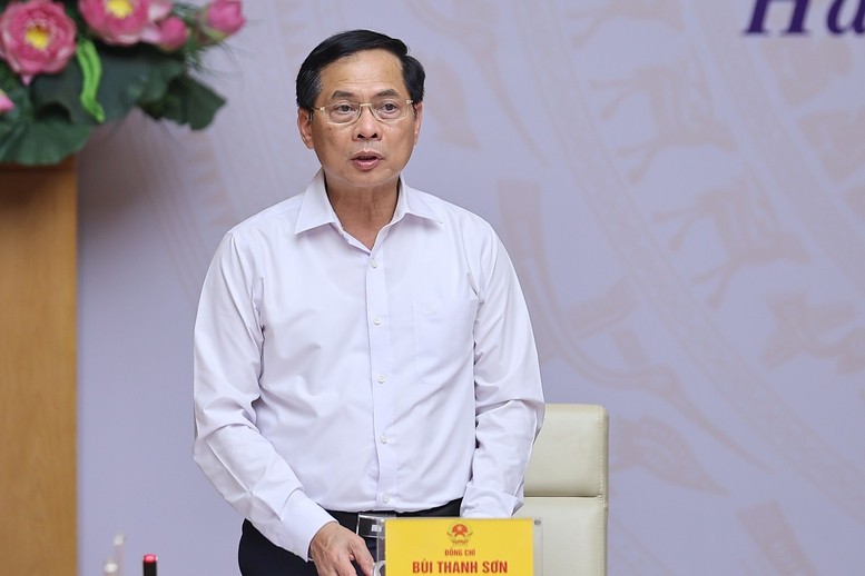 Phó Thủ tướng, Bộ trưởng Bộ Ngoại giao Bùi Thanh Sơn phát biểu tại Hội nghị - Ảnh: VGP/Nhật Bắc