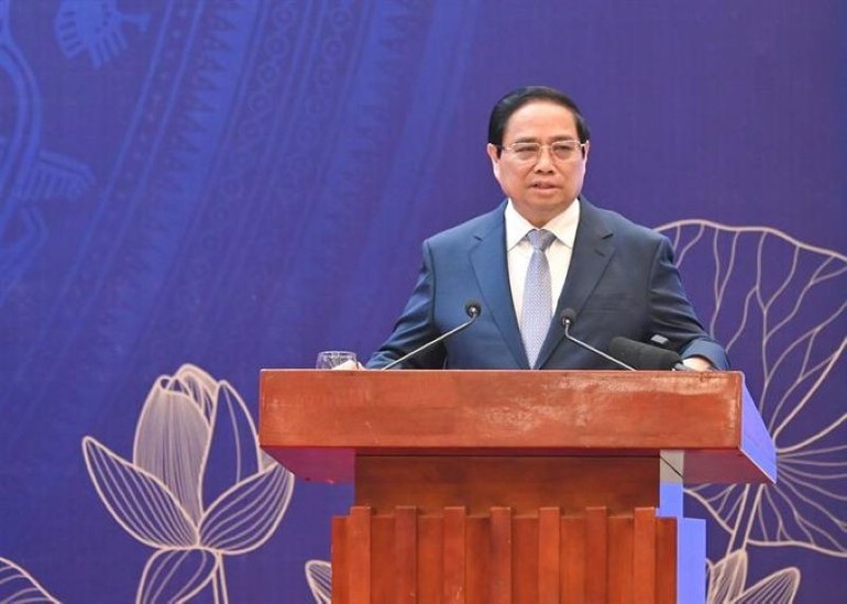 Thủ tướng Chính phủ Phạm Minh Chính phát biểu tại Hội nghị tổng kết năm học 2023-2024, triển khai nhiệm vụ năm học 2024-2025 của Bộ Giáo dục và Đào tạo. (Ảnh: moet.gov.vn)