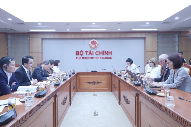 Quang cảnh buổi làm việc giữa lãnh đạo Bộ Tài chính và Ngân hàng Thế giới. (Nguồn: Bộ Tài chính)