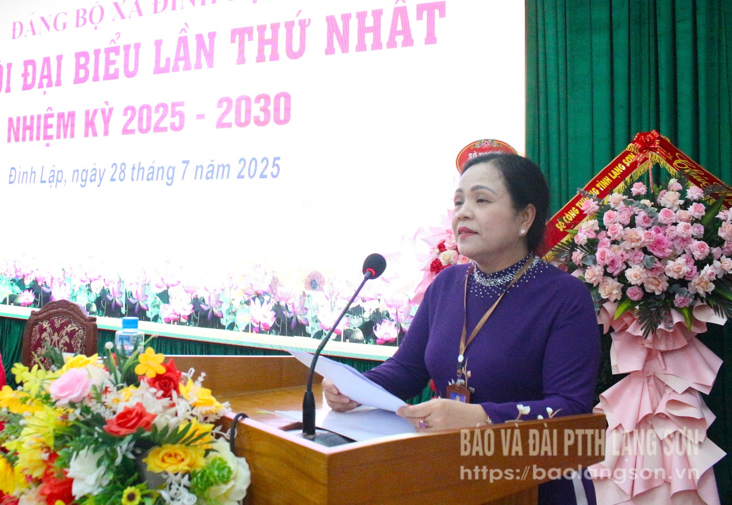 Đồng chí Giáp Thị Bắc, Ủy viên Ban Thường vụ Tỉnh ủy, Trưởng Ban Tổ chức Tỉnh ủy phát biểu chỉ đạo đại hội 
