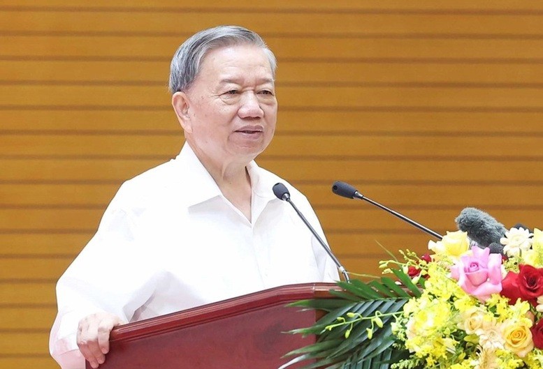 Tổng Bí thư Tô Lâm phát biểu tại buổi gặp mặt