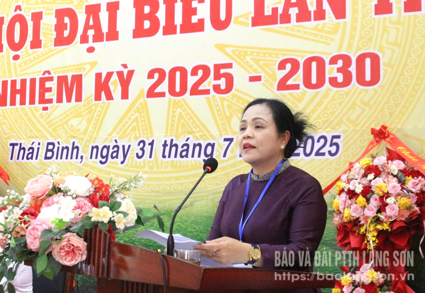 Đồng chí Giáp Thị Bắc, Ủy viên Ban Thường vụ Tỉnh ủy, Trưởng Ban Tổ chức Tỉnh ủy phát biểu chỉ đạo đại hội